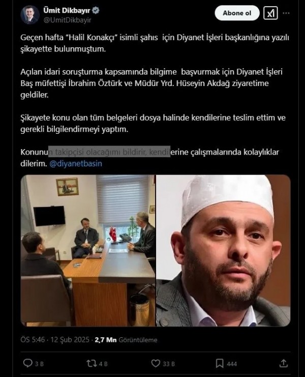 Ümit Dikbayır müfettişlerin fotoğraflarını izinsiz çektirmişti: Diyanet İşleri Başkanlığı harekete geçti!